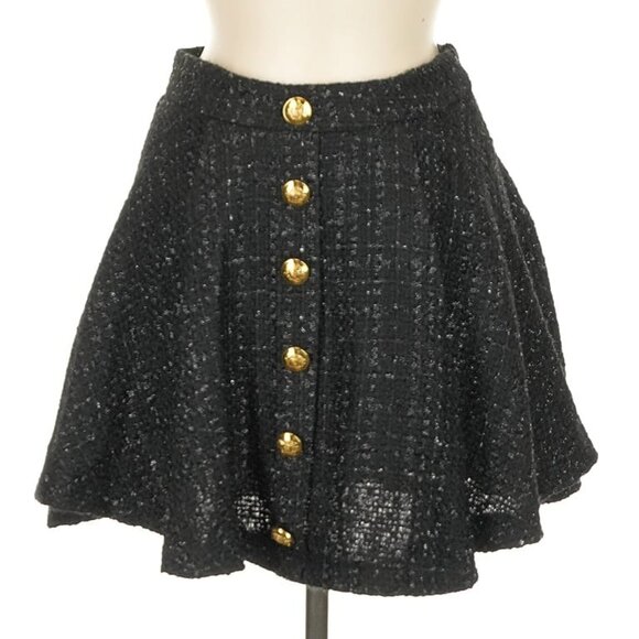 Mabel tweed gold button detail mini skirt - Picture 1 of 4